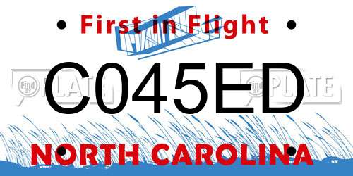 C045ED North Carolina License Plate