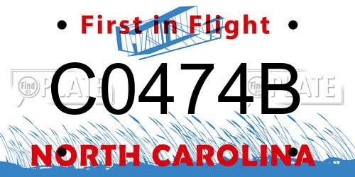 C0474B North Carolina License Plate