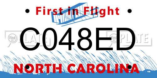 C048ED North Carolina License Plate