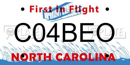 C04BEO North Carolina License Plate