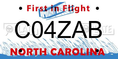 C04ZAB North Carolina License Plate