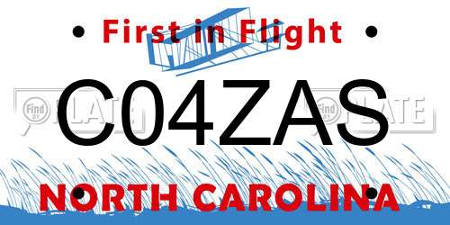 C04ZAS North Carolina License Plate