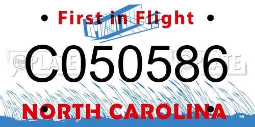 C050586 North Carolina License Plate