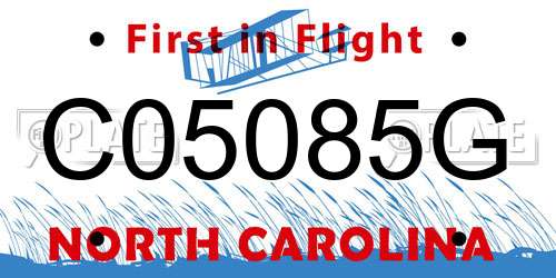 C05085G North Carolina License Plate