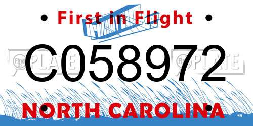 C058972 North Carolina License Plate