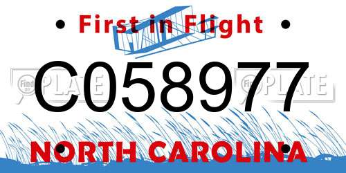 C058977 North Carolina License Plate