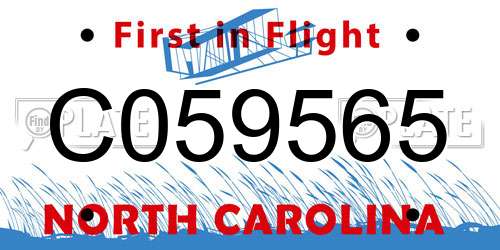 C059565 North Carolina License Plate
