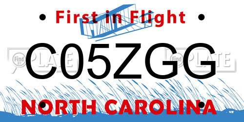 C05ZGG North Carolina License Plate