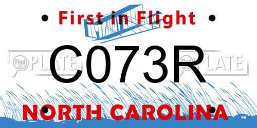 C073R North Carolina License Plate