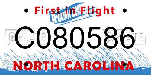 C080586 North Carolina License Plate