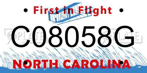 C08058G North Carolina License Plate