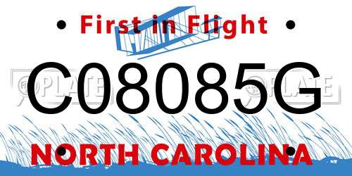 C08085G North Carolina License Plate
