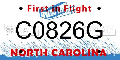C0826G North Carolina License Plate