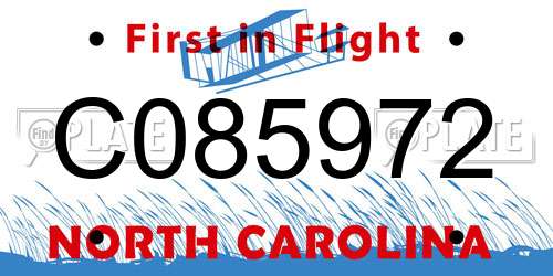 C085972 North Carolina License Plate