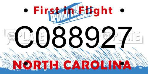 C088927 North Carolina License Plate