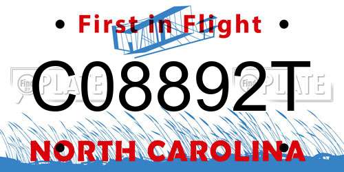 C08892T North Carolina License Plate