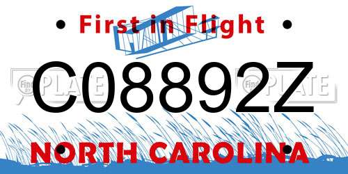 C08892Z North Carolina License Plate