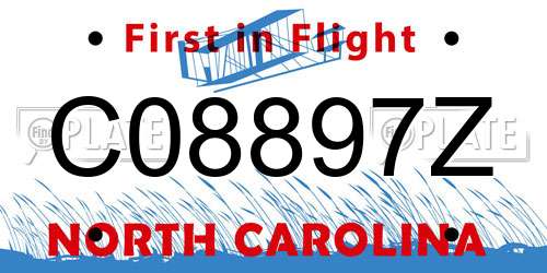 C08897Z North Carolina License Plate