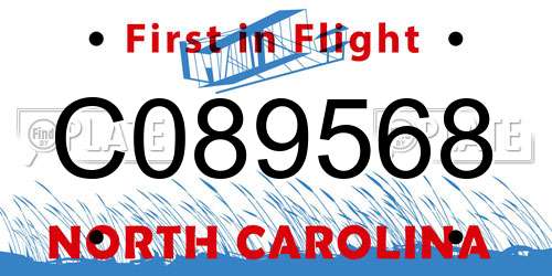 C089568 North Carolina License Plate