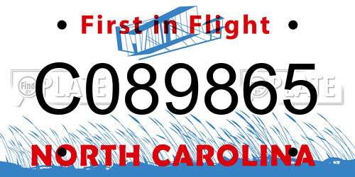 C089865 North Carolina License Plate