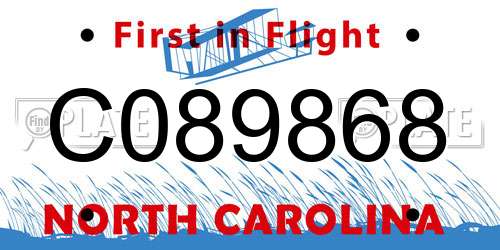 C089868 North Carolina License Plate