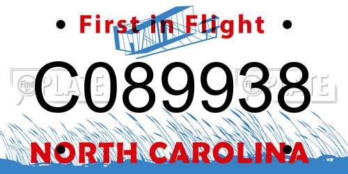 C089938 North Carolina License Plate