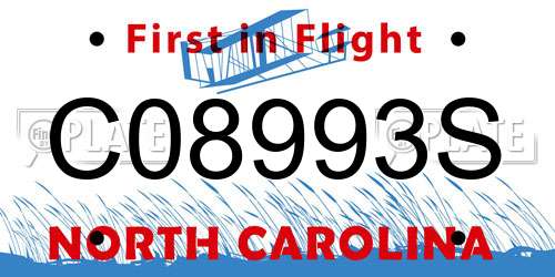 C08993S North Carolina License Plate