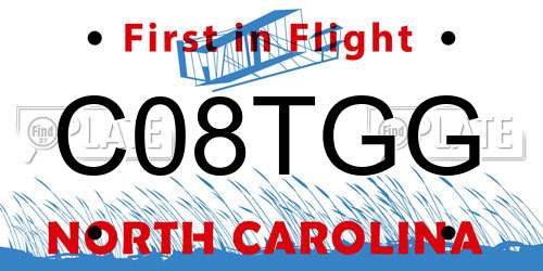 C08TGG North Carolina License Plate