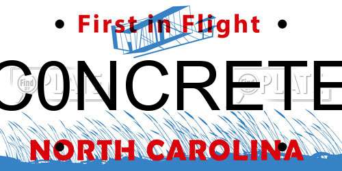 C0NCRETE North Carolina License Plate