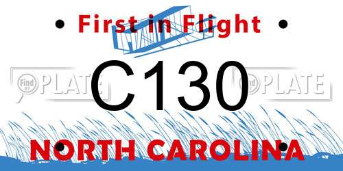 C130 North Carolina License Plate
