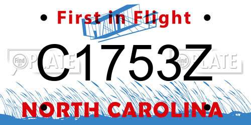 C1753Z North Carolina License Plate