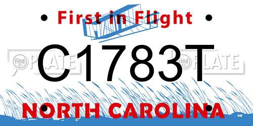 C1783T North Carolina License Plate