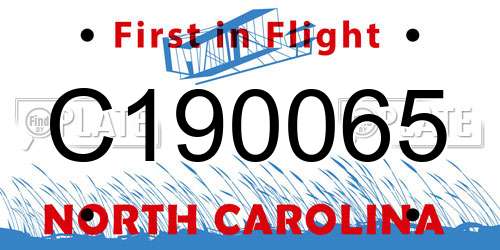 C190065 North Carolina License Plate