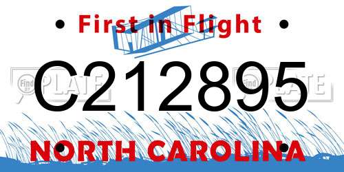 C212895 North Carolina License Plate
