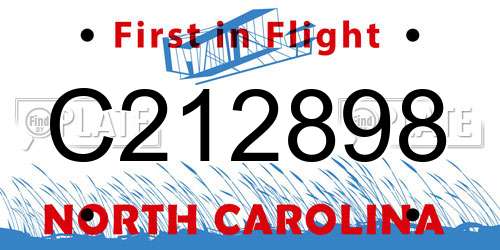 C212898 North Carolina License Plate