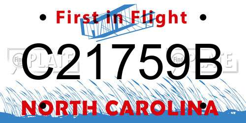 C21759B North Carolina License Plate