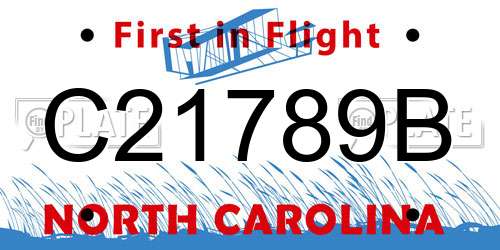 C21789B North Carolina License Plate