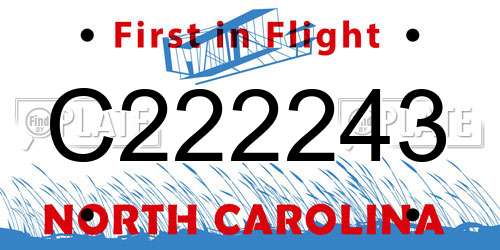 C222243 North Carolina License Plate