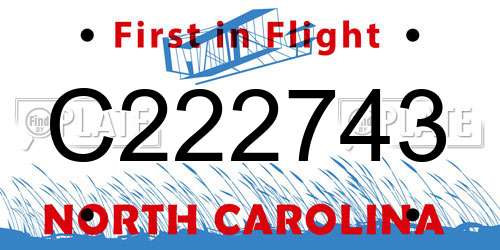C222743 North Carolina License Plate