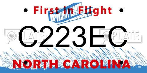 C223EC North Carolina License Plate