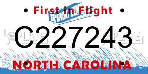 C227243 North Carolina License Plate