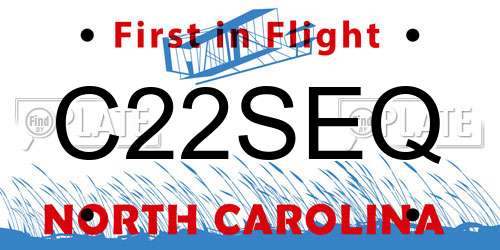 C22SEQ North Carolina License Plate