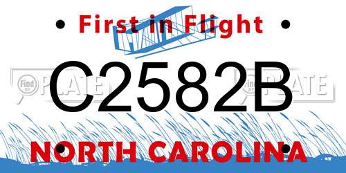 C2582B North Carolina License Plate
