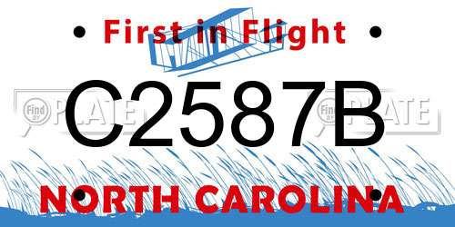 C2587B North Carolina License Plate