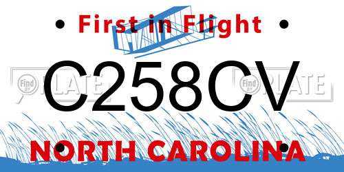 C258CV North Carolina License Plate
