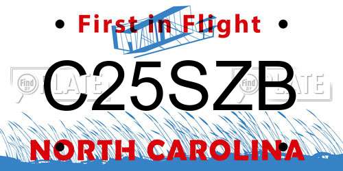 C25SZB North Carolina License Plate
