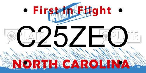C25ZEO North Carolina License Plate