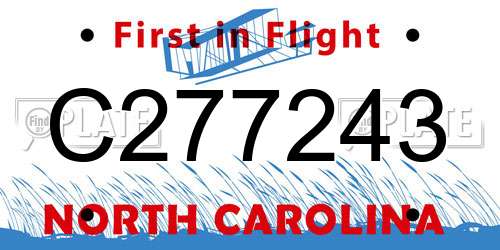 C277243 North Carolina License Plate