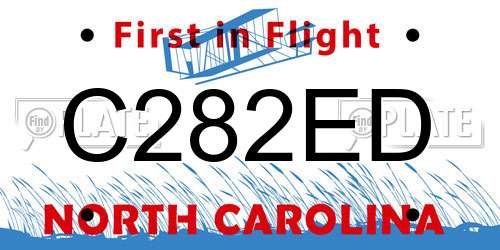 C282ED North Carolina License Plate