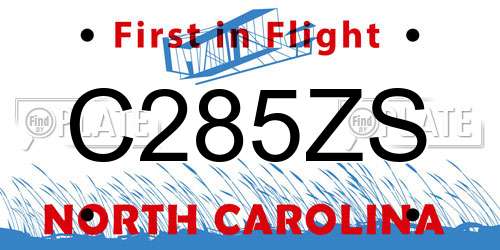 C285ZS North Carolina License Plate